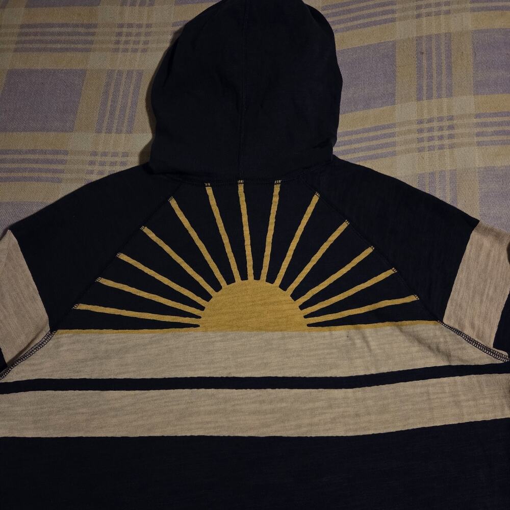 Faherty Sunwashed Hoodie Organic Cotton White Blue Stripe Sun Back - Picture 6 of 9